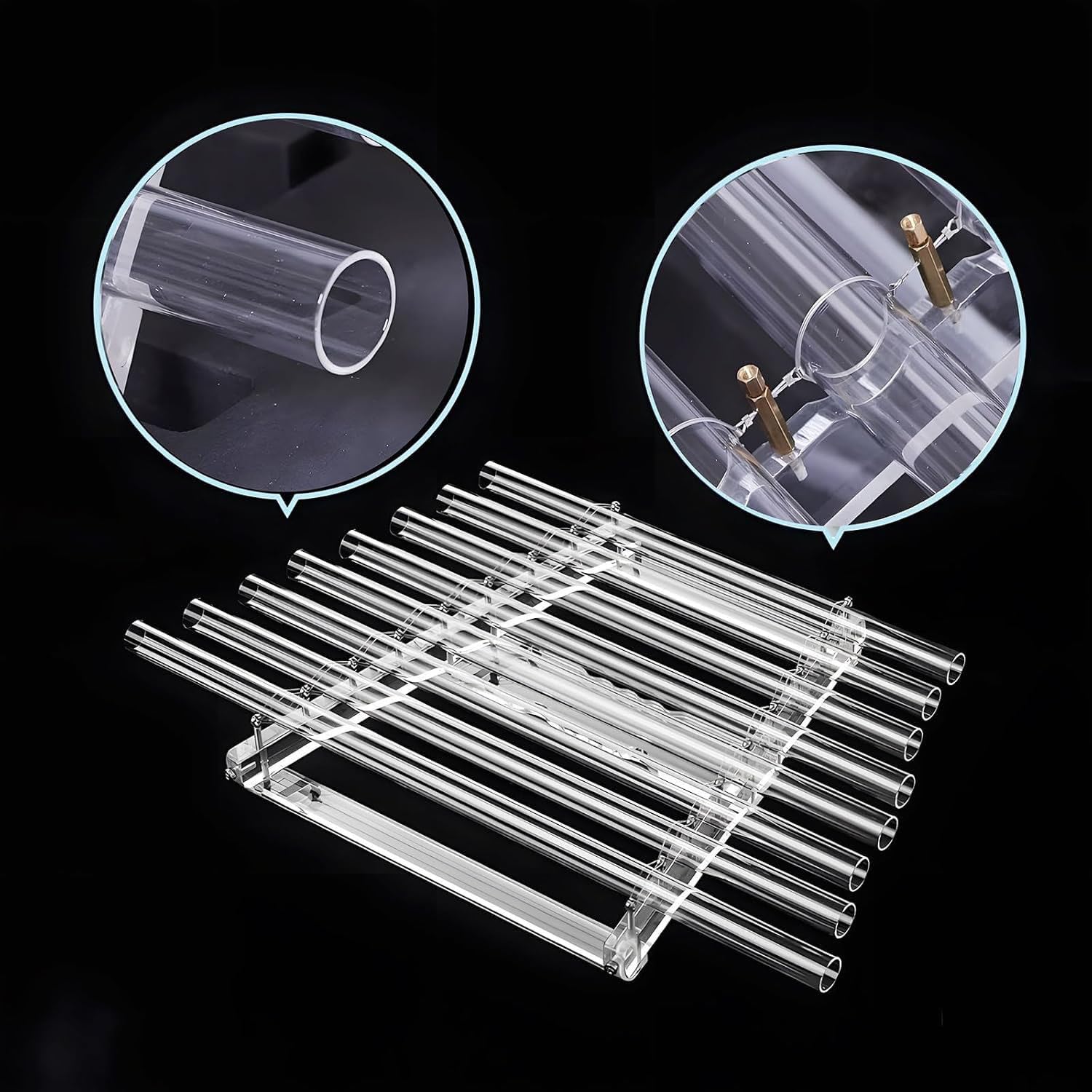 Quartz Crystal Harp for Sound Therapy, 432Hz/440Hz 8 Note CDEFGABC Quartz Crystal Singing Harp, Includes 8 Notes and Alumina Alloy Case, for Sound Baths and Meditation A-440hz