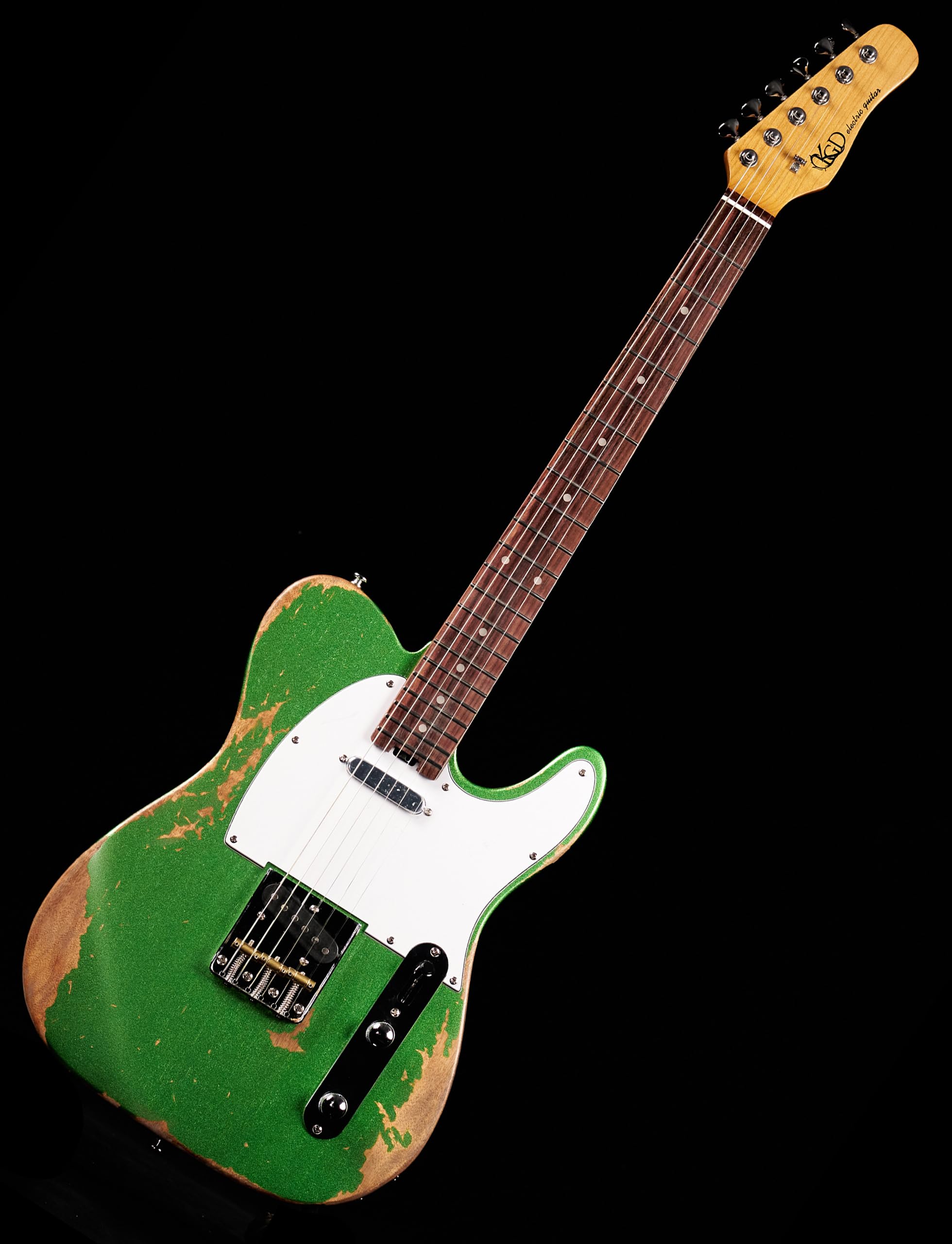 KGD Relic electric guitar mahogany body carbonized maple neck rosewood fretboard 6-string solidbody electric guitar S-S pickupsbrass barrel saddle bridge (Grass Green)