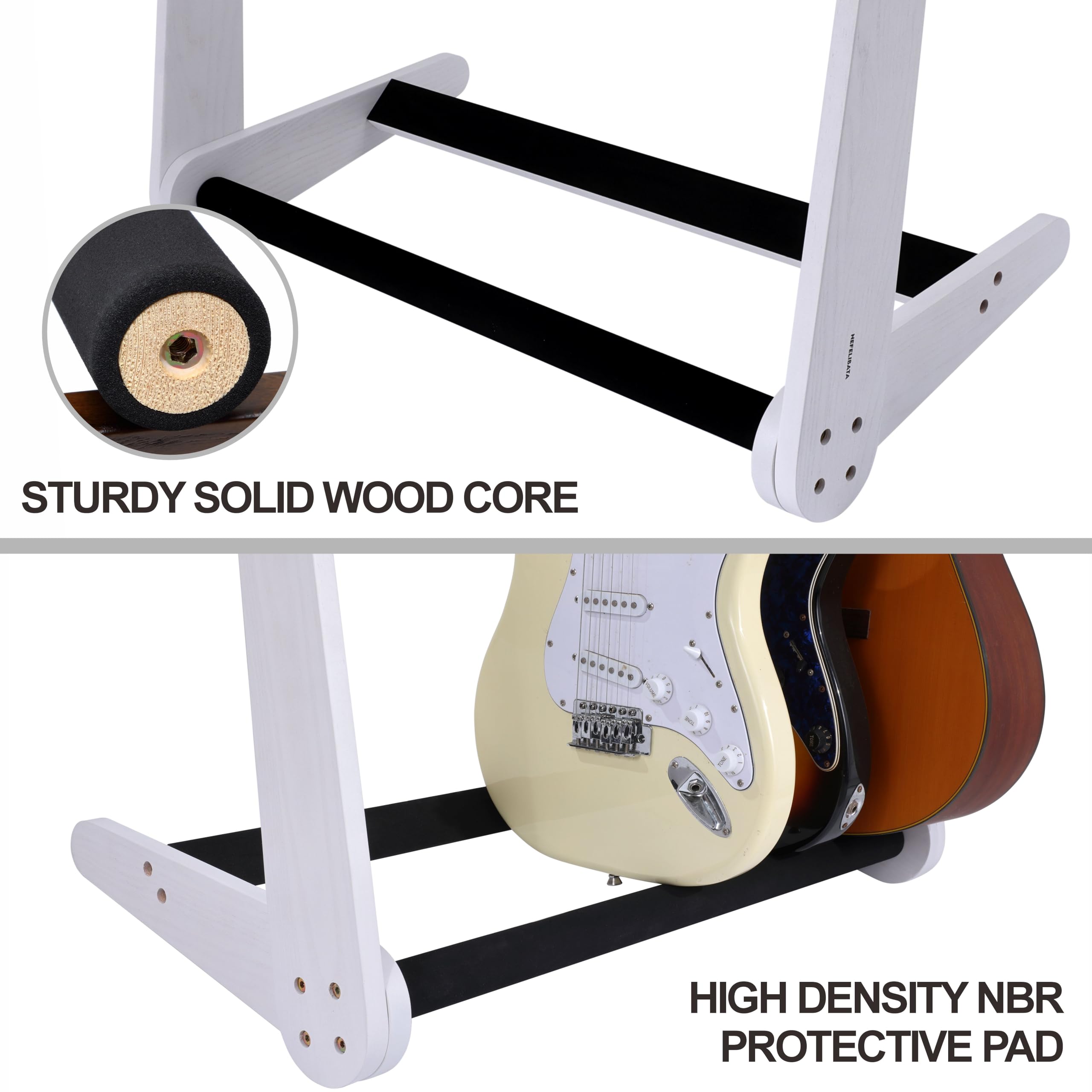 Nefelibata Multi-Purpose Guitar Stands 5 Wooden Guitar Rack Floor Stand for Guitars and Cases, Electric Guitars, Acoustic Guitars, Bass Guitars, Cellos - German Ash (Yellowish Brown)