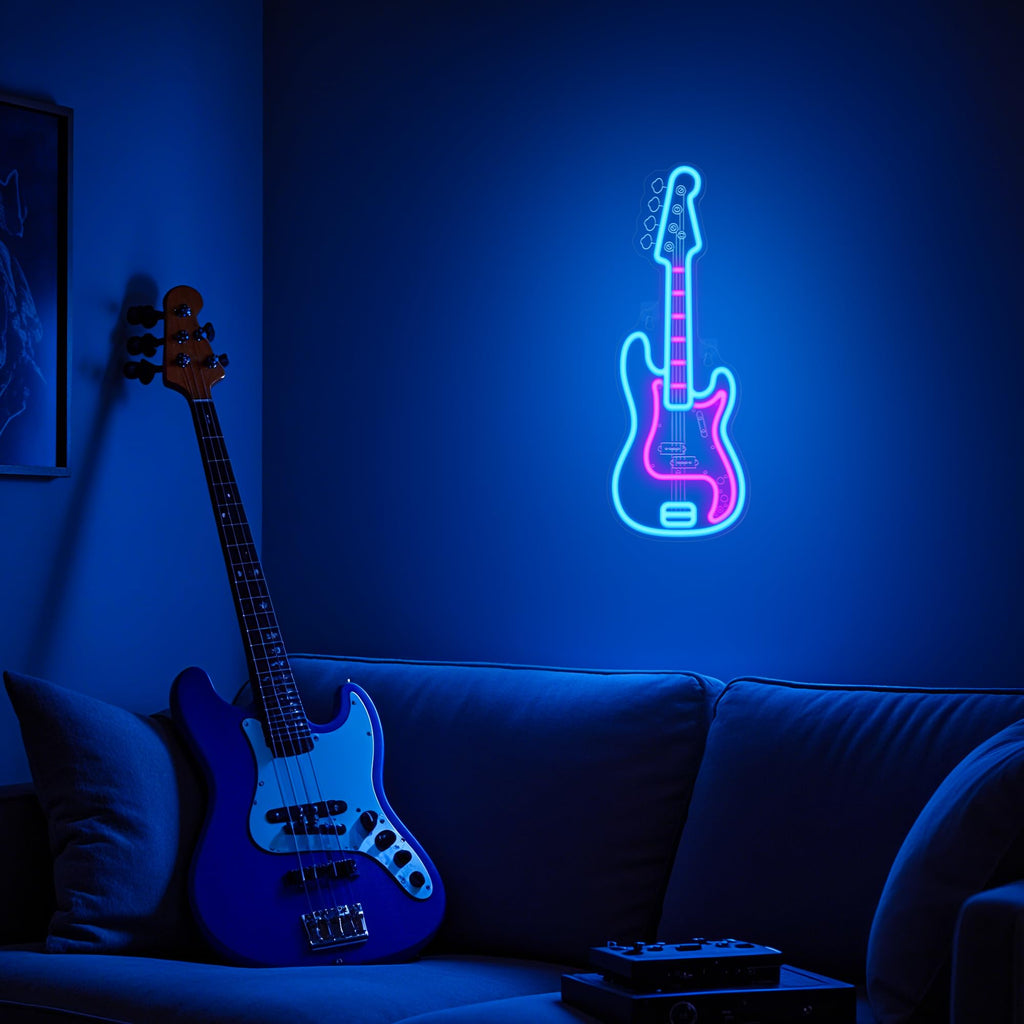 CoolGift Mart Acoustic Guitar Neon Light, Dimmable LED Guitar Neon Wall Sign USB Powered, Decorations for Bedroom Living Room Man Cave Music Studio, Gift for Guitar Players Guitarists Music Lovers