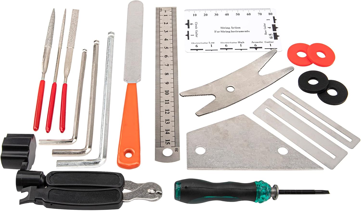 20Pcs Yootones Guitar Tool Kit Repairing Maintenance Tools with String Organizer Guitar Winder String Cutter String Action Ruler Gauge