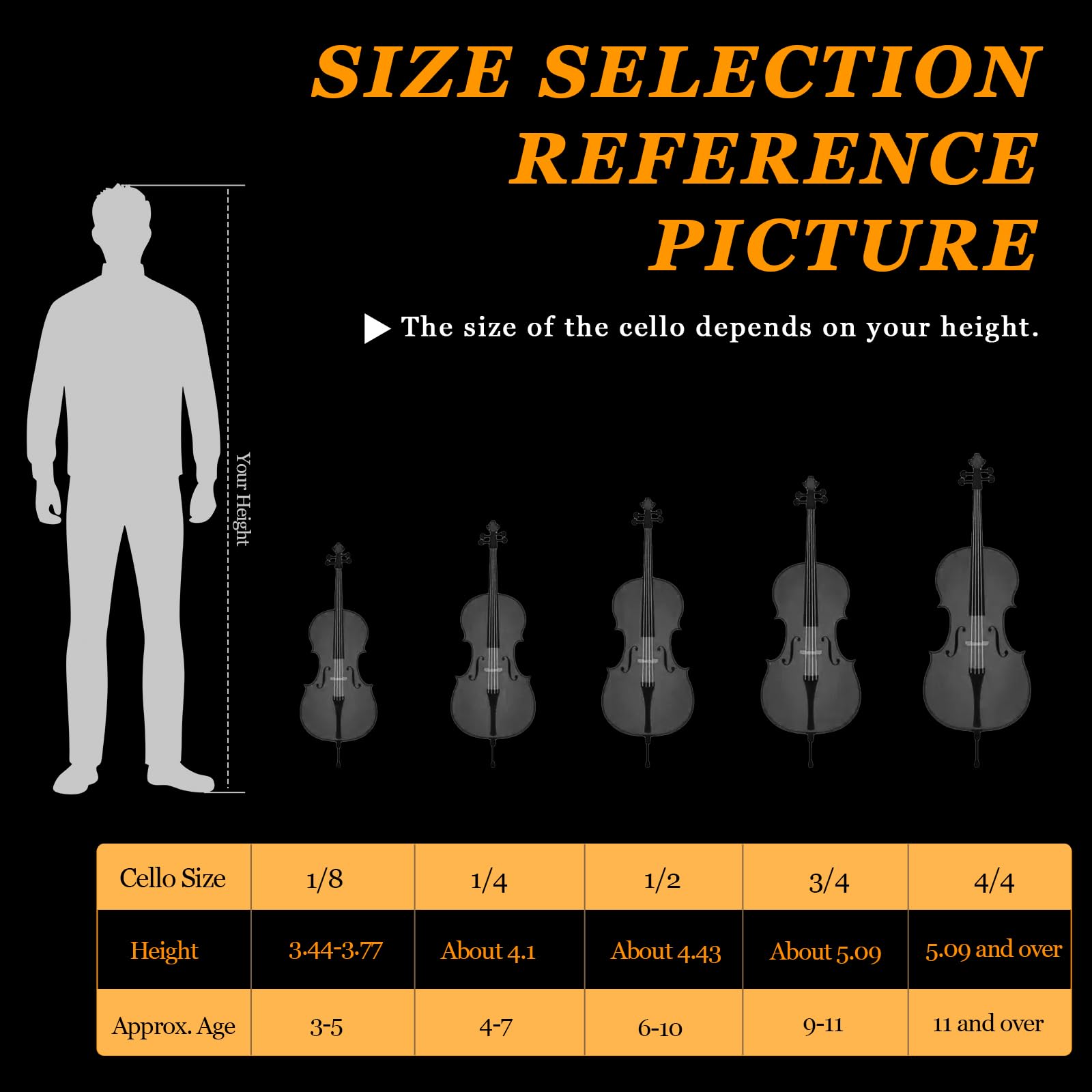 Ktaxon Full-Size Cello, Beginner Cello 4/4, Acoustic Cello Set with Portable Bag, Bow, Rosin, Bridge, Adults & Kids String Musical Instruments(White)