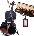 Black Violin 4/4 Full Size Complete Set for Adults Teenagers Students,Solid Maple Wood Violins with Rosewood Fittings,Case,Spare strings,Bow,Rosin,Shoulder Rest,Professional Violin for 11+years Gift