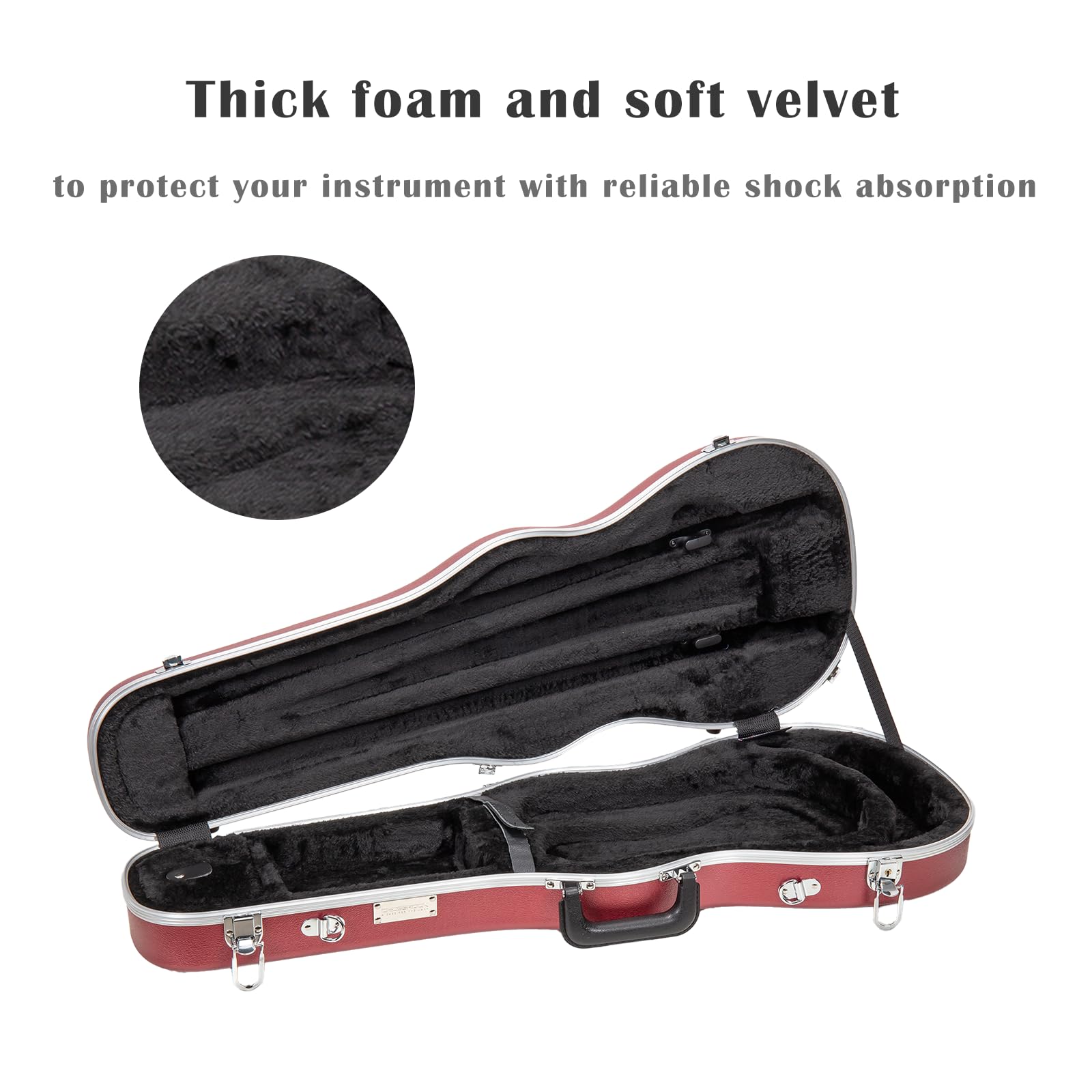 Crossrock Shaped Violin Case for 4/4 Full-Size Violin | Interior Accessory Compartment, 2 Bow Holders, Security Lock, Detachable Shoulder Straps - Black (CRA880VFBK)