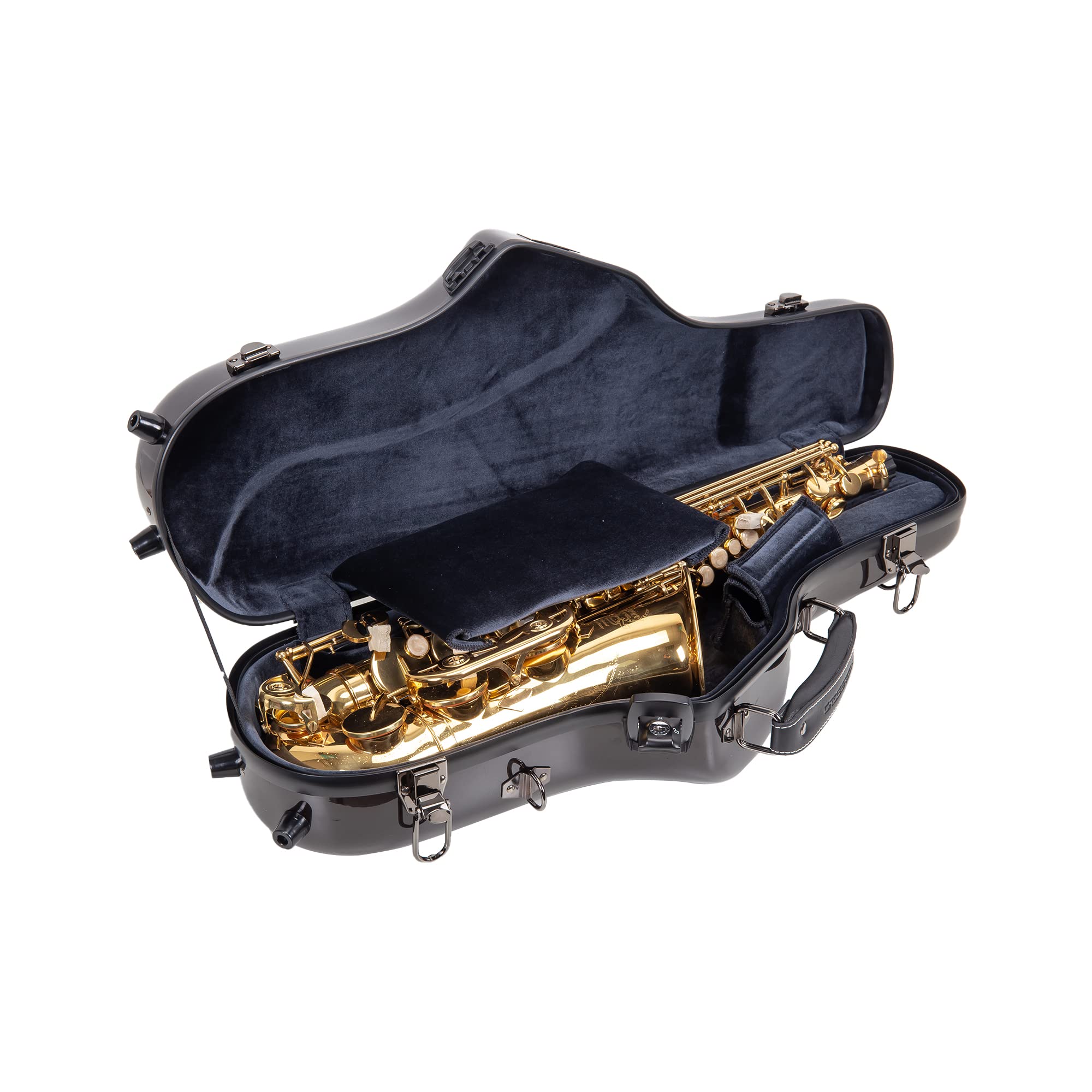 Crossrock Pro-Grade Straight Soprano Saxophone Case | Crimson Red Gloss, TSA Lock, Elite Protection, Detachable Backpack Straps, Accessory Pocket for Professional Musicians