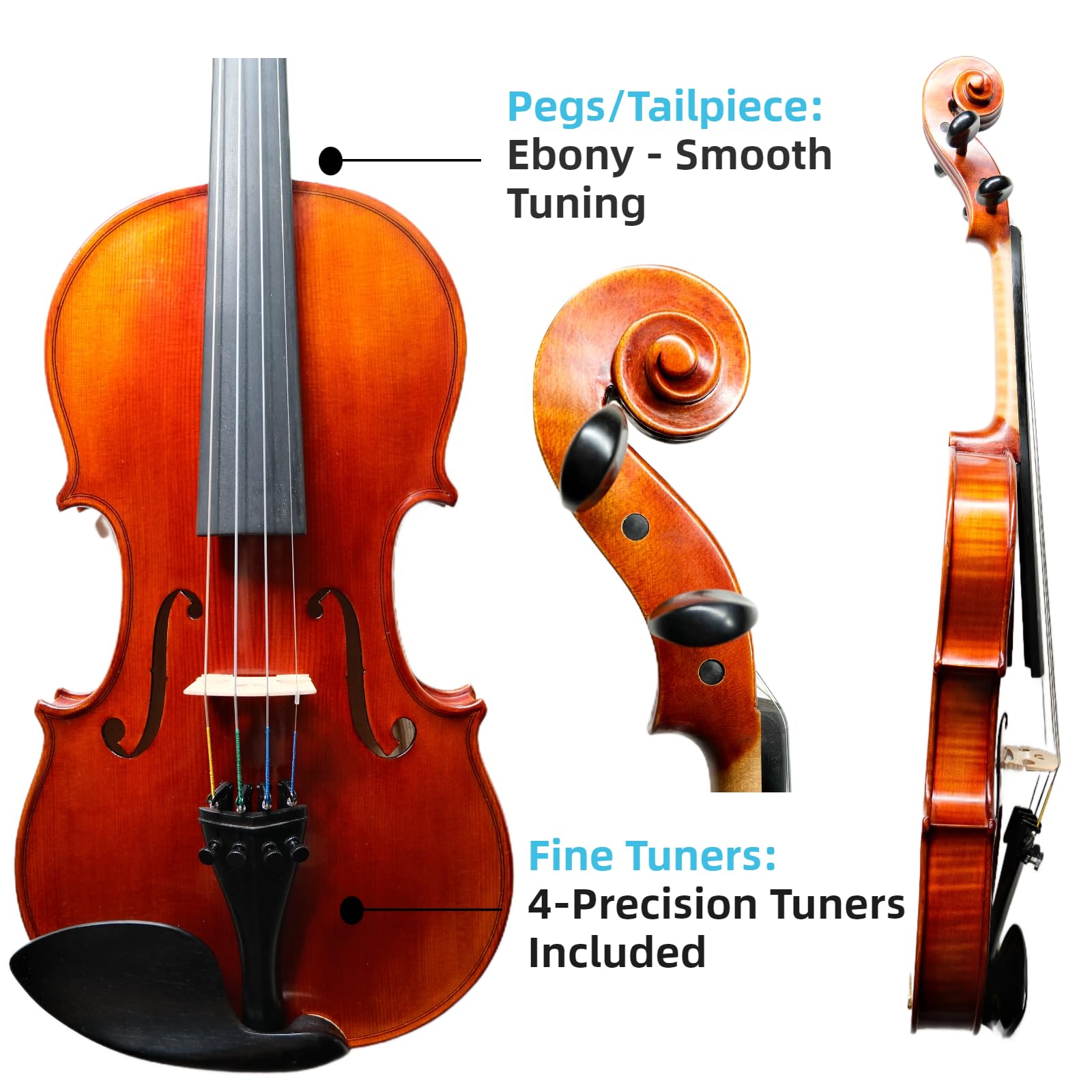 Master 4/4 Full-Size Violin | Hand-Varnished with 20+ Year Aged Italian Spruce & Bosnian Maple | Professional Orchestra Instrument for Professional soloists and session players (VIO1328)