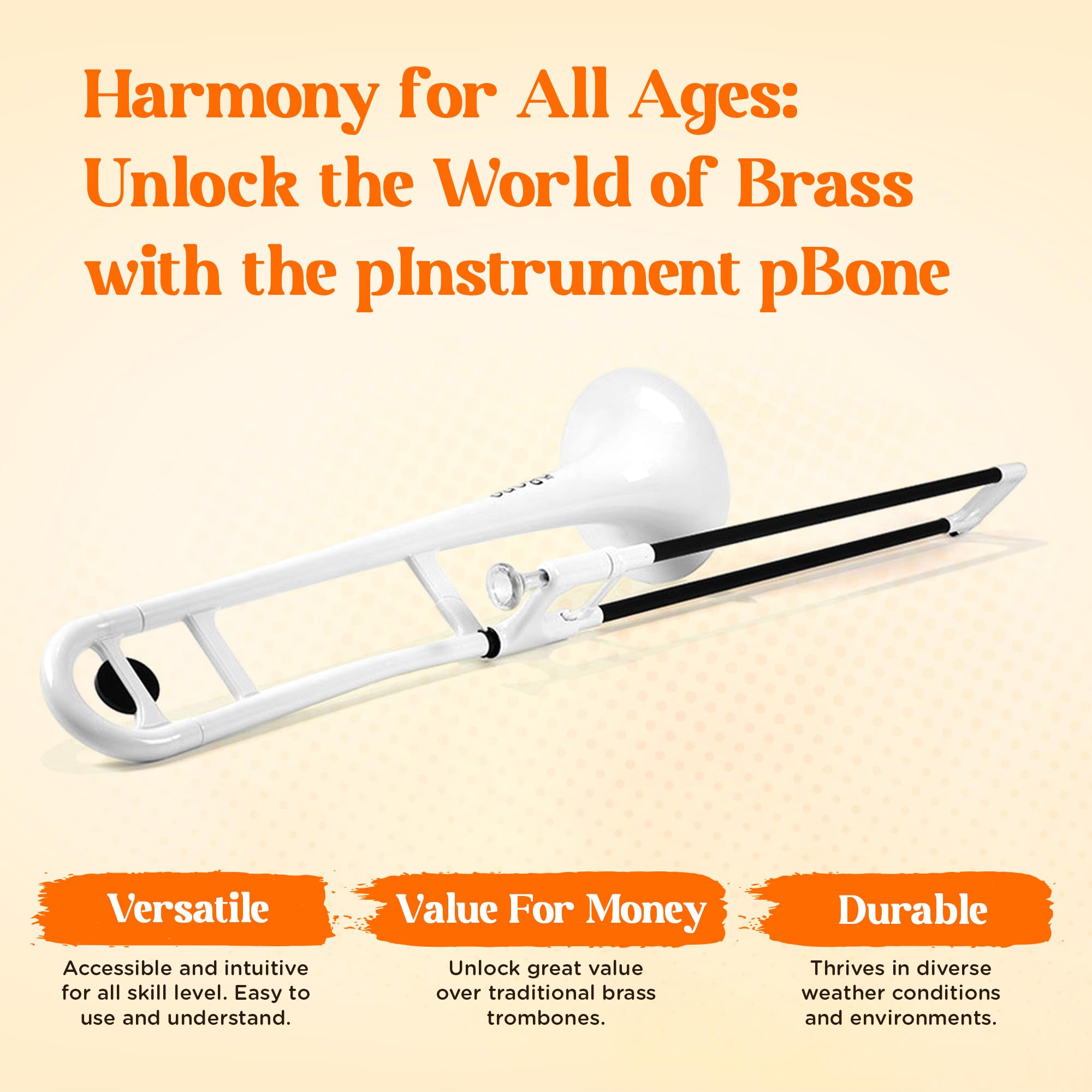 pBone Bb Plastic Trombone - Lightweight pInstruments Design with Ergonomic Grip - Includes Mouthpieces & Carrying Bag - Authentic Bb Sound for Students & Beginners - Durable ABS - Purple