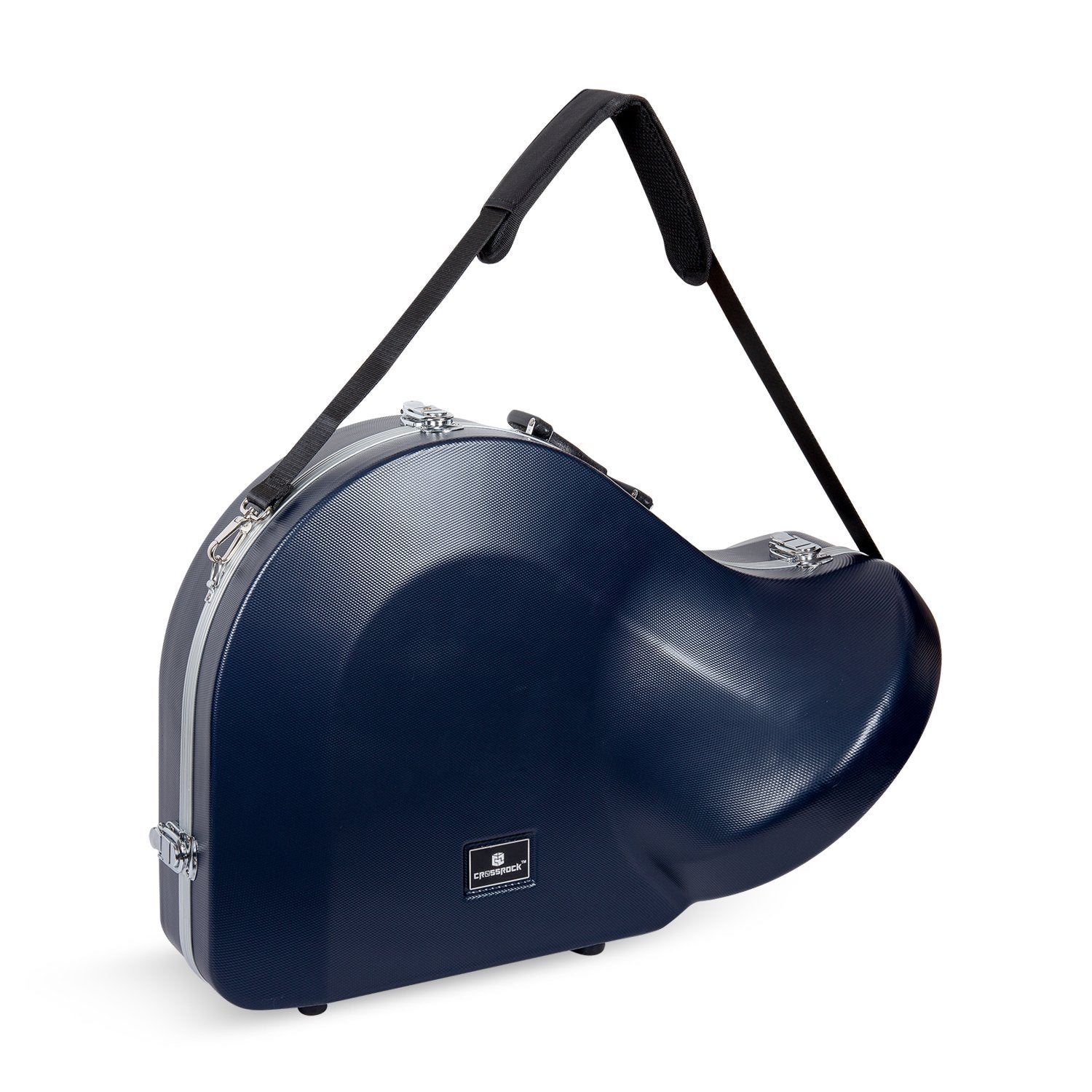 Crossrock ABS Trumpet Case for Bb Horn | Textured Blue Finish with Velvet Interior, Security Lock, Metal Feet & Detachable Strap (CRA862TRBL)