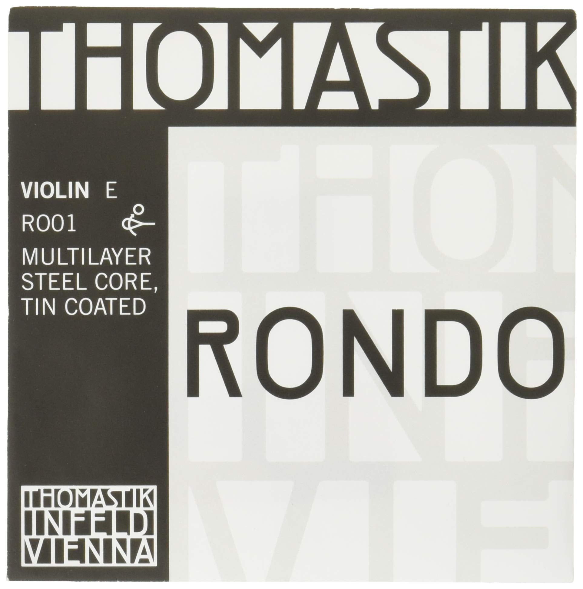 Thomastik-Infeld Rondo Violin Set – Medium Tension – 4/4 Size – RO100 – Synthetic Core, Silver and Aluminum Wound, Tin-Plated, Removeable Ball– Deep Tonal Color – Intense Focus – Fast Bow Response