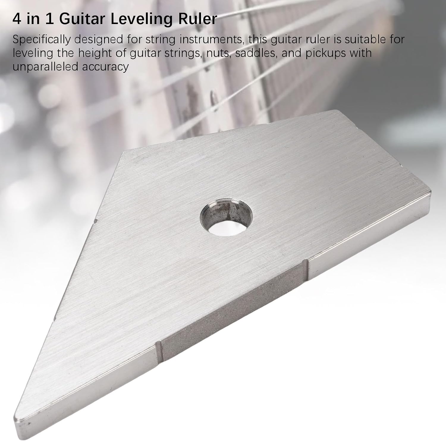 Guitar Fret Leveling Ruler, 4 in 1 String Action Gauge Stainless Steel String Height Gauge with 20 Angle Design for Guitarists Luthiers