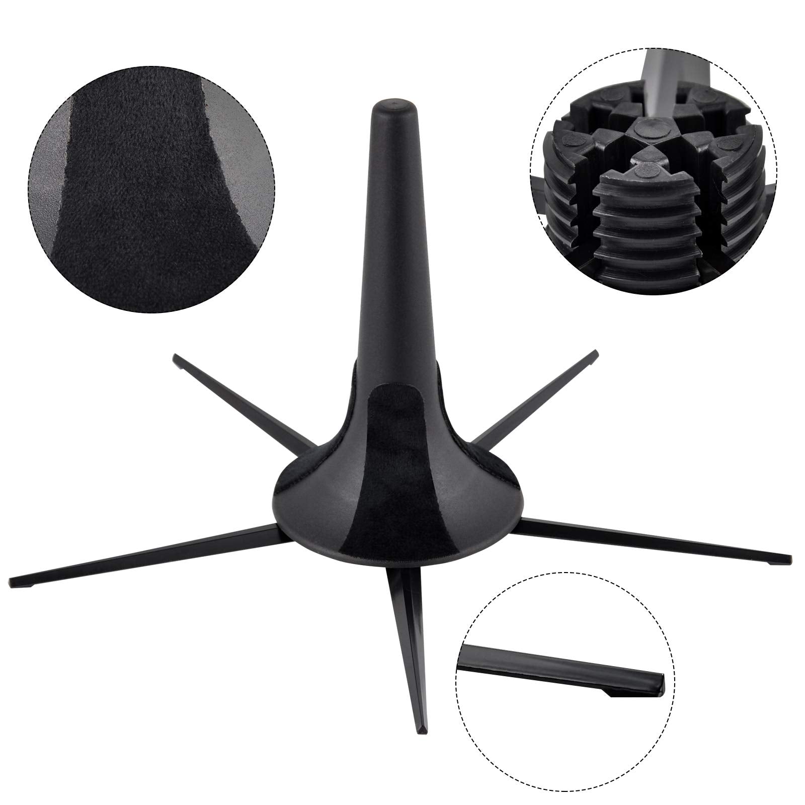 EASTROCK Portable Trumpet Stand Holder Metal with 5 Leg Foldable Detachable Trumpet Holder Stable Metal Legs for trumpet, Black (Stand)