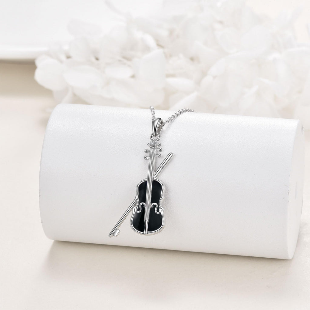 YAFEINI Violinist Cellist Gifts for Her 925 Sterling Silver Cello Violin Pendant Necklace Music Jewelry for Women Birthday Christmas Gifts