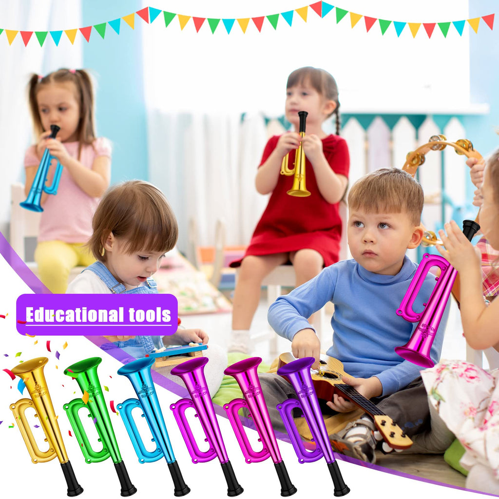 Deekin 36 Pcs 4th of July Plastic Trumpet 6 Inch Patriotic Party Favor Noise Maker Trumpet 250th Anniversary Noise Makers Musical Instruments for 4th of July Soccer Party Favors(Red, Blue, White)