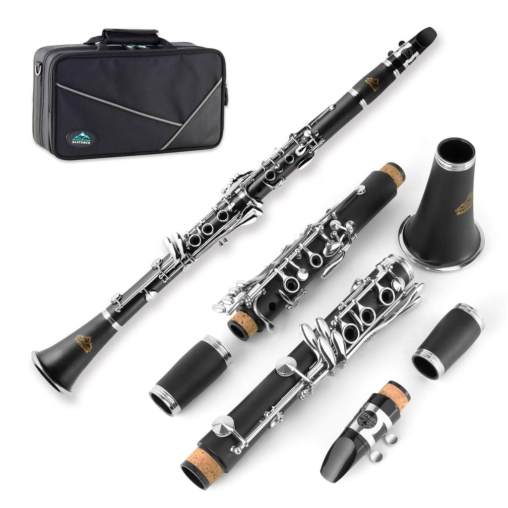 EASTROCK Bb Clarinet 17 Keys ABS Material Wide Range of Tones Particularly Beginner & Students-friendly with Using Tools and 2 Replaceable Barrels