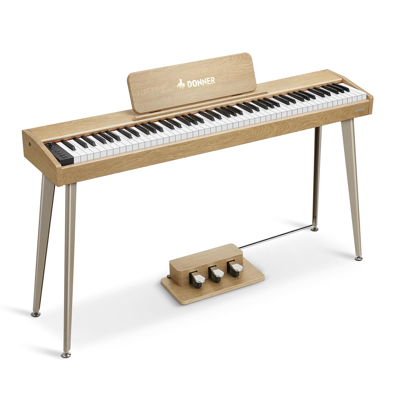 Donner OURA S100 Digital Piano with 88 Key Graded Hammer Weighted Keyboard for Beginner, Full Size Electric Piano Keyboard with Bluetooth, 3 Original Demos, LOCAL OFF, 2×10 W, Piano Three Pedal,White