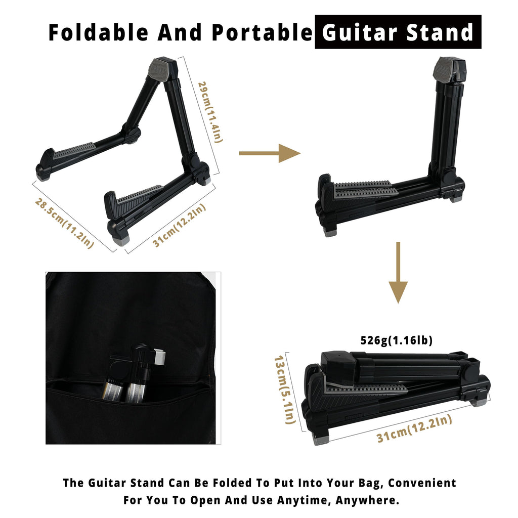 Guitar Stand,Wood Guitar Rack,A-Frame Folding Acoustic Electric Guitar Stands Floor for Bass,Cello,Banjo,Mandolin,Ukulele(Oak)