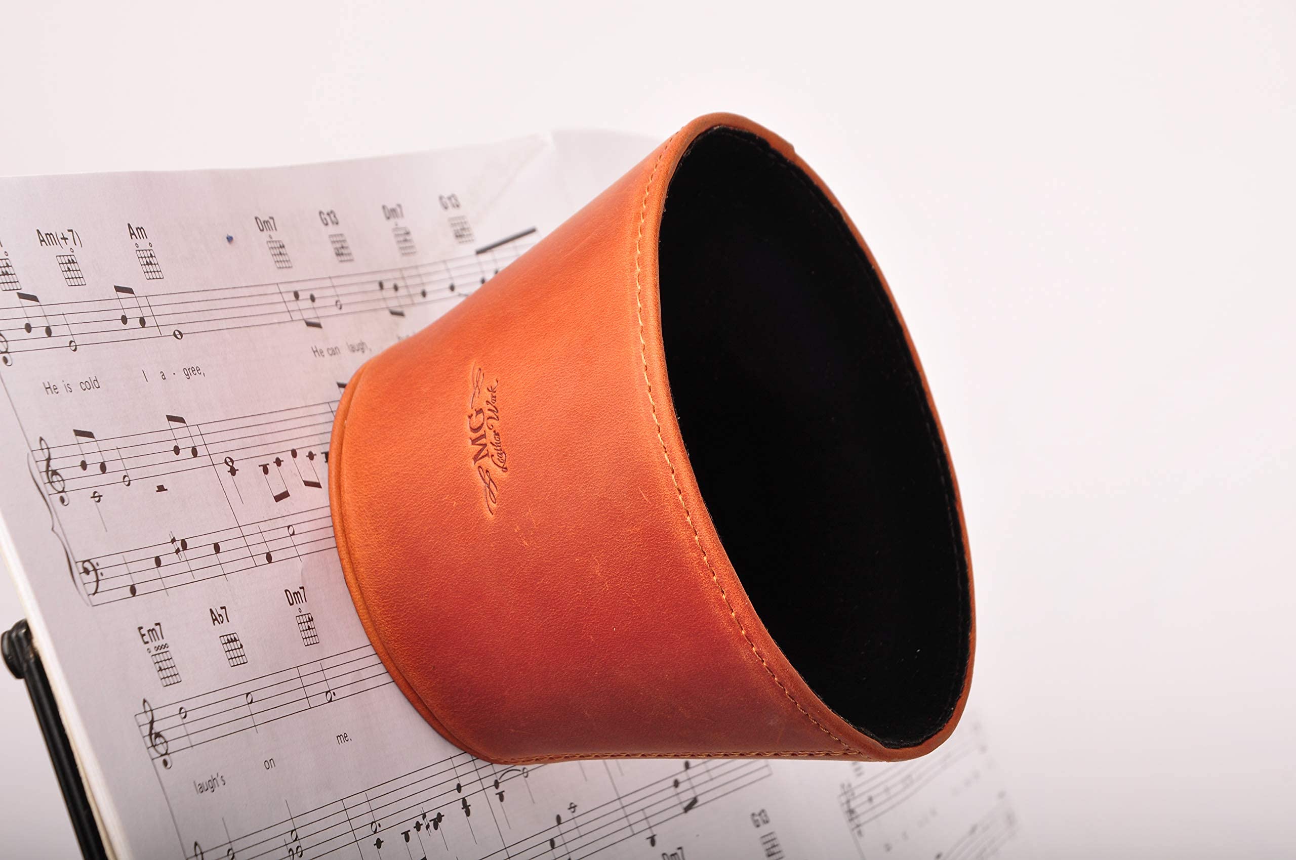 Trombone magnetic mute, lightweight leather mute for jazz and classical trombone players by MG Leather Work (Black)