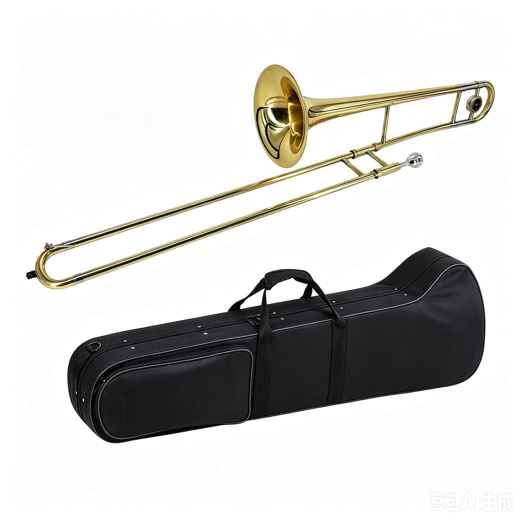 Trumpet Alto Trombone Brass Bb Tone B Flat Woodwind Instrument with Cupronickel Mouthpiece Cleaning Stick Case (Gold)