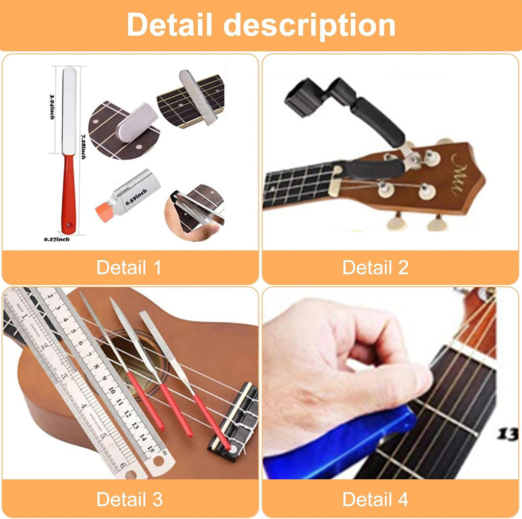 25Pcs Guitar Setup Kits Guitar Repairing Maintenance Tool with String Action Ruler Gauge Measuring Tool Wrench Enduring Repairing Maintenance