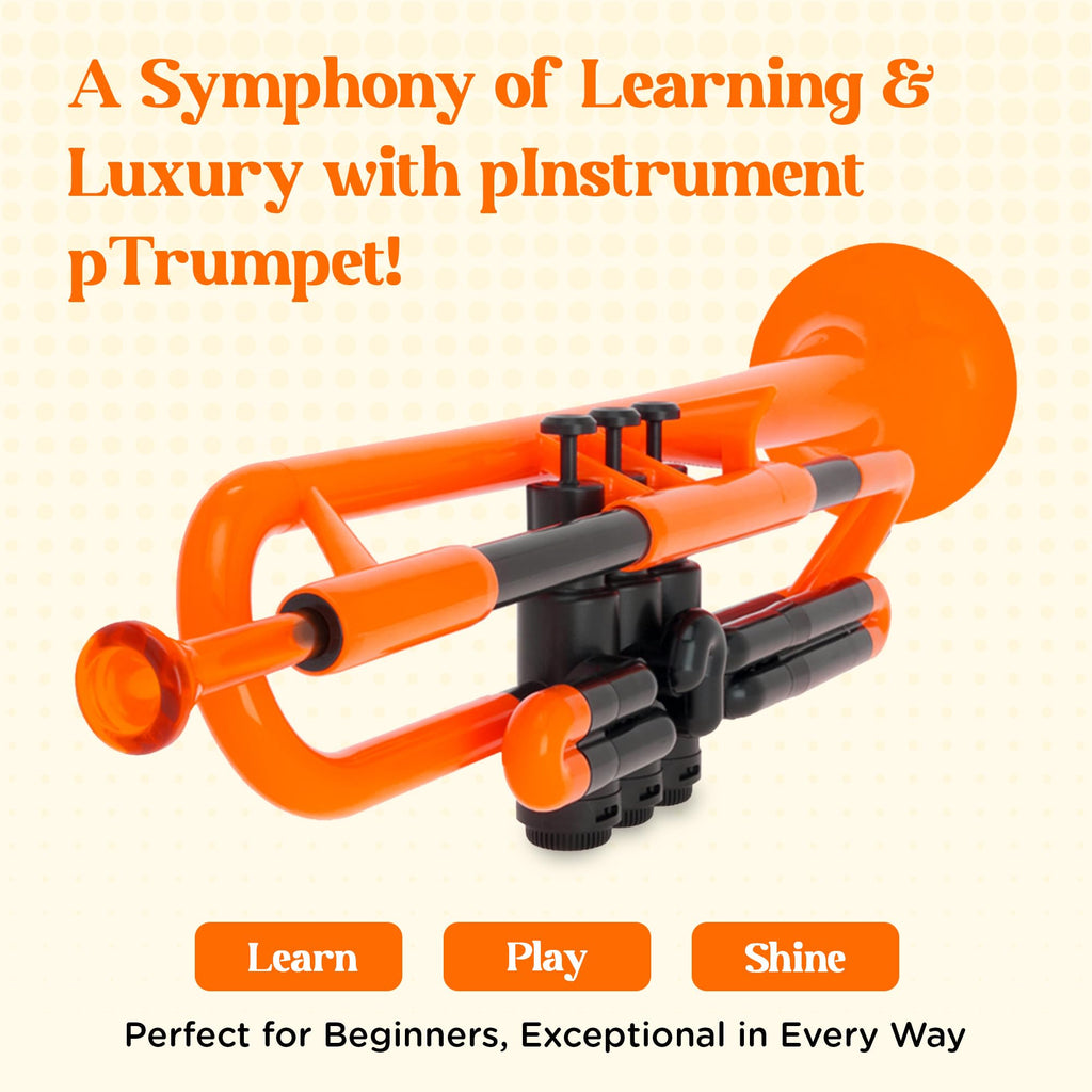 pTrumpet Bb Plastic Trumpet - Durable pInstruments Design with Ergonomic Grip - Includes 3C & 5C Mouthpieces and Carrying Bag - Authentic Sound for Students & Beginners - ABS Build - Green