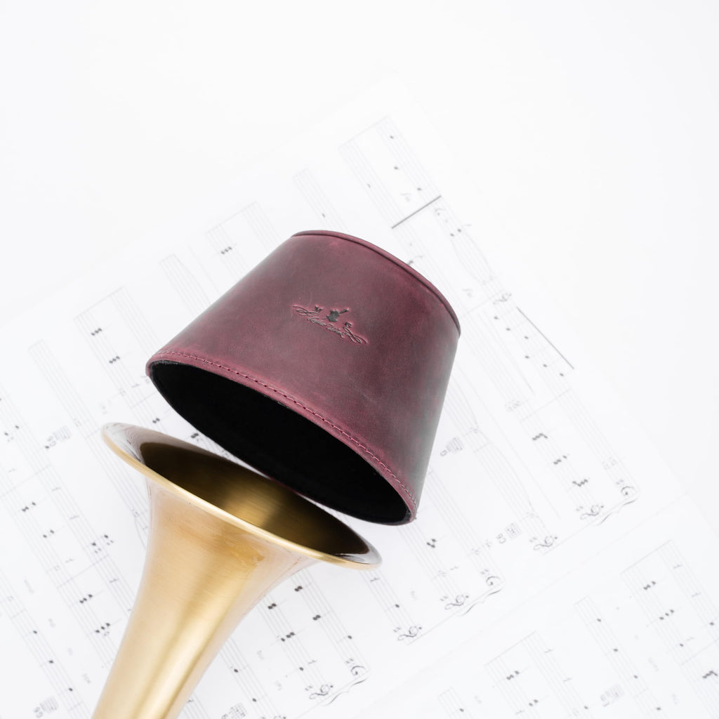 Trombone magnetic mute, lightweight leather mute for jazz and classical trombone players by MG Leather Work (Black)