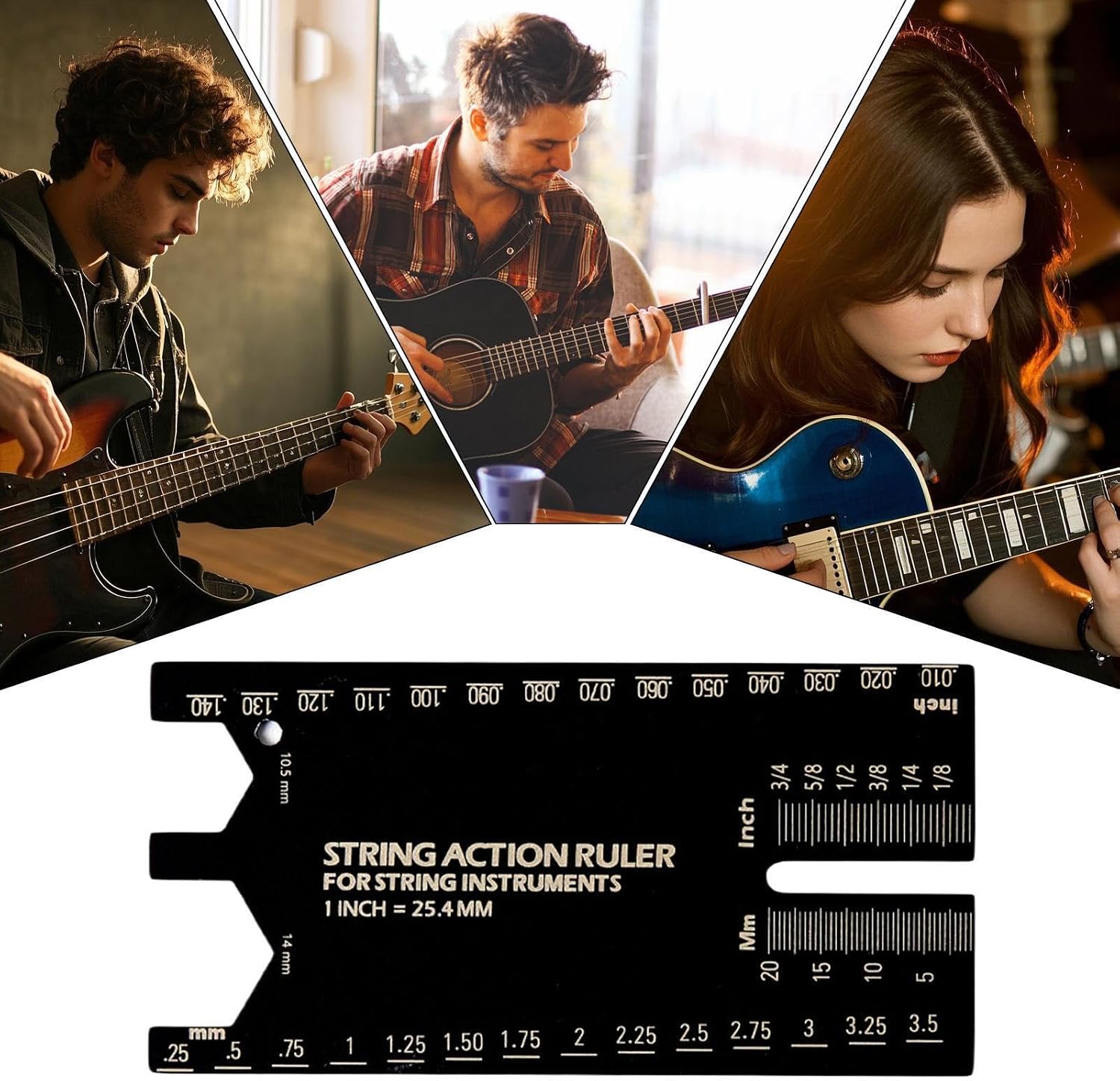 String Action Ruler Precision Setup Tools | Fretboard Radius Gauge Luthier Tools for Performance Measurement Maintenance Repair Player Beginners