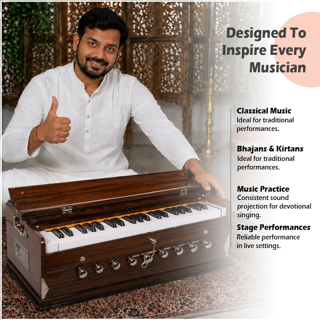 VRINDAVANBAZAAR.COM Standard Quality Harmonium, Comes with a Bag -Vrindavan Bazaar (Standard Quality)