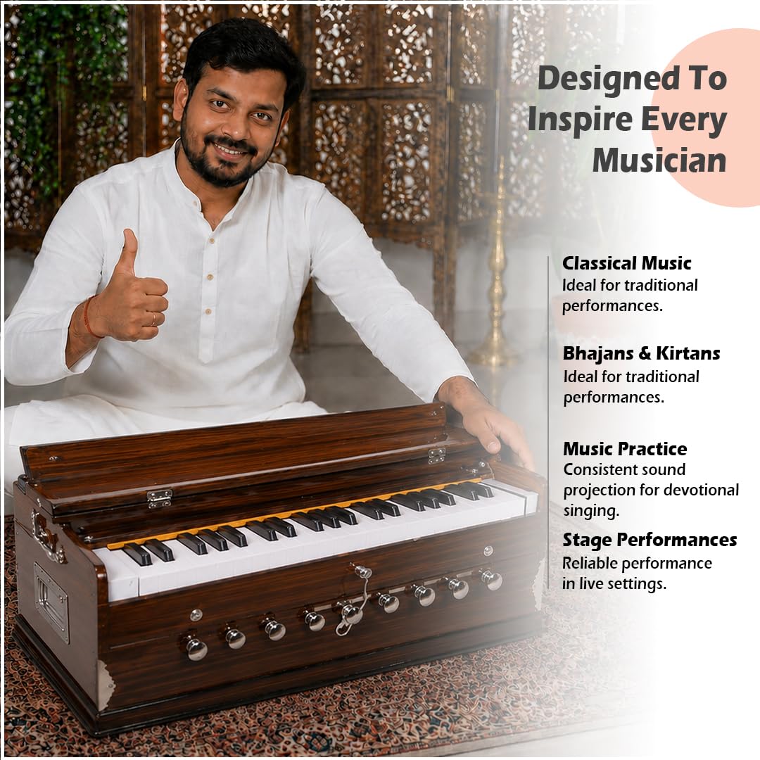 VRINDAVANBAZAAR.COM Standard Quality Harmonium, Comes with a Bag -Vrindavan Bazaar (Standard Quality)