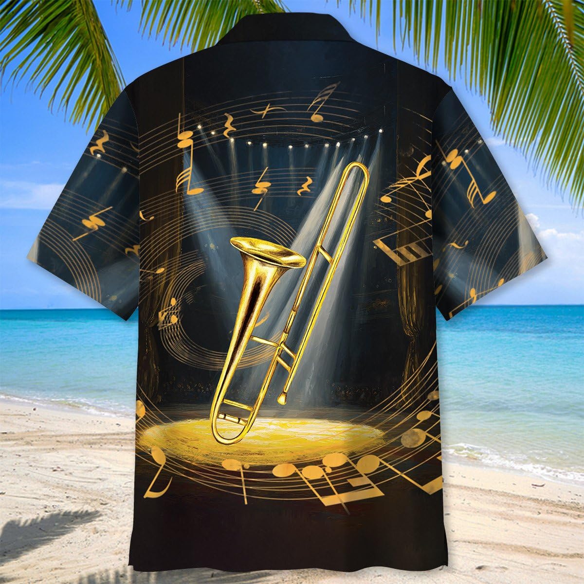 Trombone Hawaiian Shirt, Mens Trombone Short Sleeve Shirt, Music Band Gifts