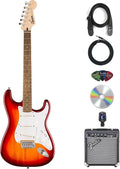 Fender Squier Sonic Stratocaster - Sienna Sunburst Bundle with Frontman 10G Amplifier, Instrument Cable, Tuner, Strap, Picks, and Austin Bazaar Instructional DVD