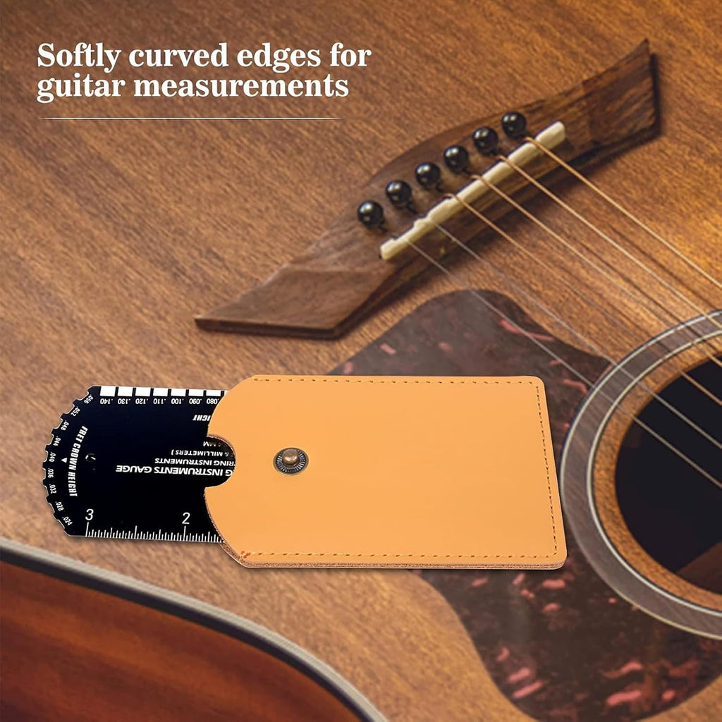 Alomejor String Action Gauge Ruler, Metric and SAE Measurement Scale, String Height Tool for Musical Instruments