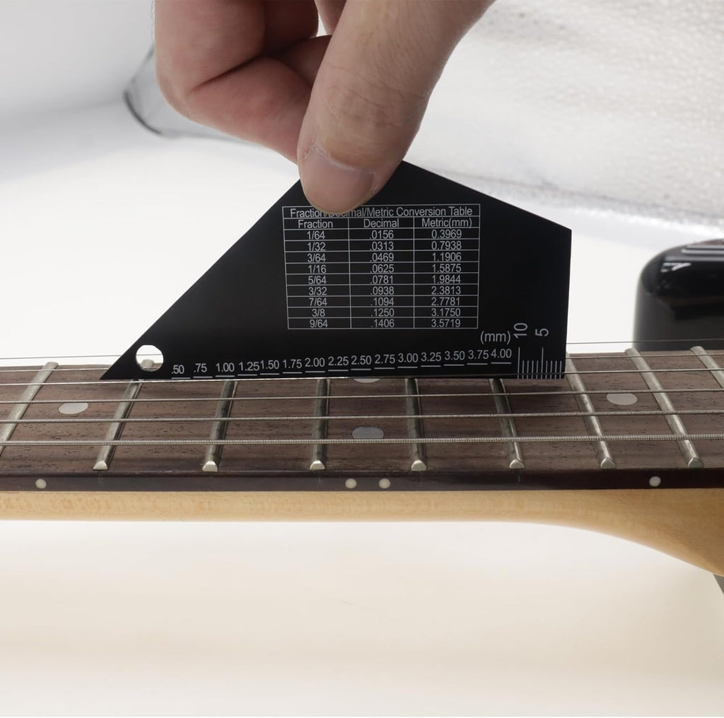 CashBeat Guitar String Action Gauge Ruler and Fret Rocker, Stainless Steel | 1Mm Thick Dual-Function Luthier Gauge, Measures String Action & Checks Uneven Frets for Guitar & Bass Setup
