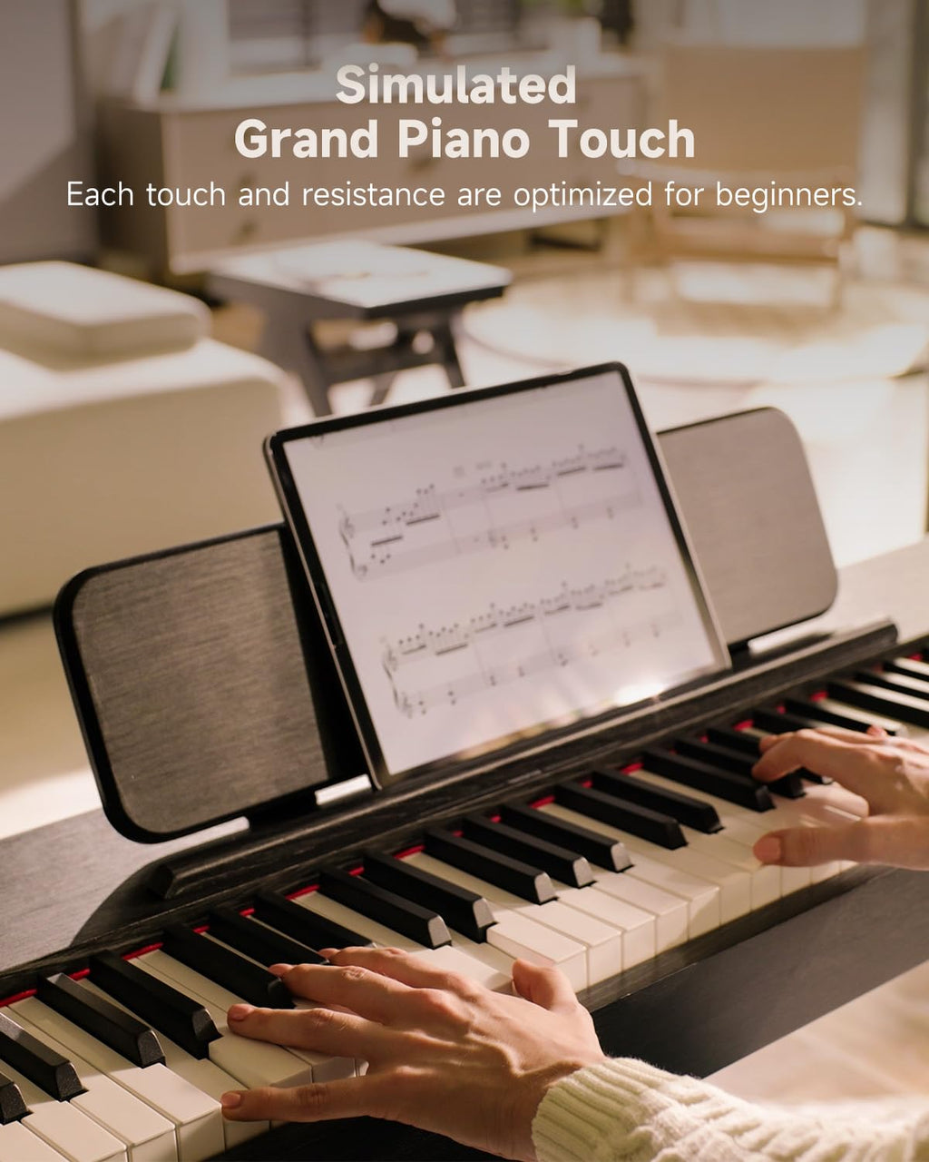 Donner OURA S100 Digital Piano with 88 Key Graded Hammer Weighted Keyboard for Beginner, Full Size Electric Piano Keyboard with Bluetooth, 3 Original Demos, LOCAL OFF, 2×10 W, Piano Three Pedal,White