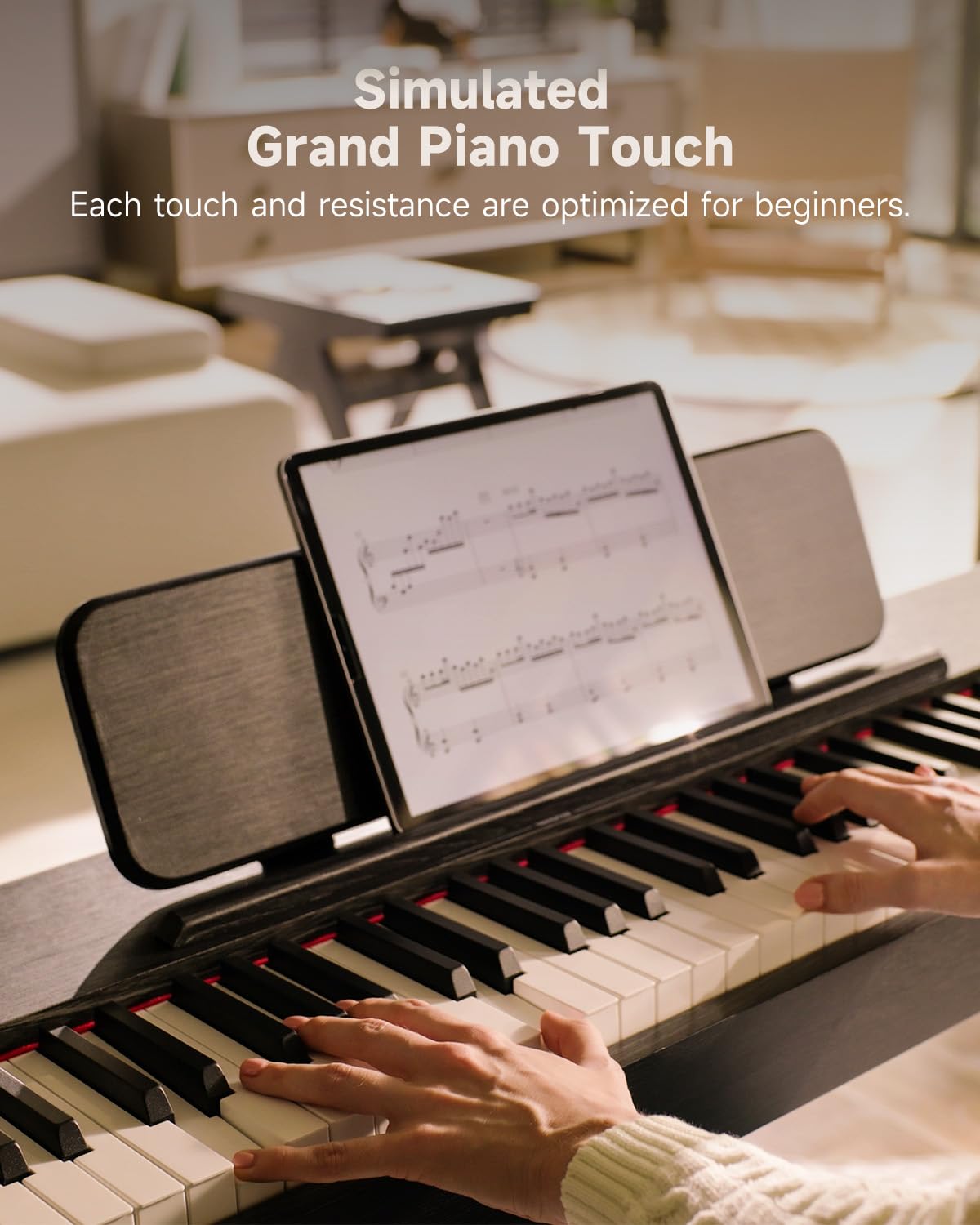 Donner OURA S100 Digital Piano with 88 Key Graded Hammer Weighted Keyboard for Beginner, Full Size Electric Piano Keyboard with Bluetooth, 3 Original Demos, LOCAL OFF, 2×10 W, Piano Three Pedal,White