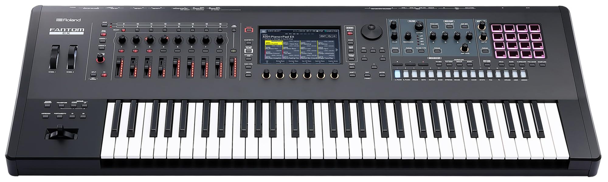 Roland Fantom 8 EX 88-Key Workstation Keyboard Synthesizer Bundle with Adjustable Stand, Sustain Pedal, Online Piano Lessons, Instructional DVD, and Austin Bazaar Polishing Cloth