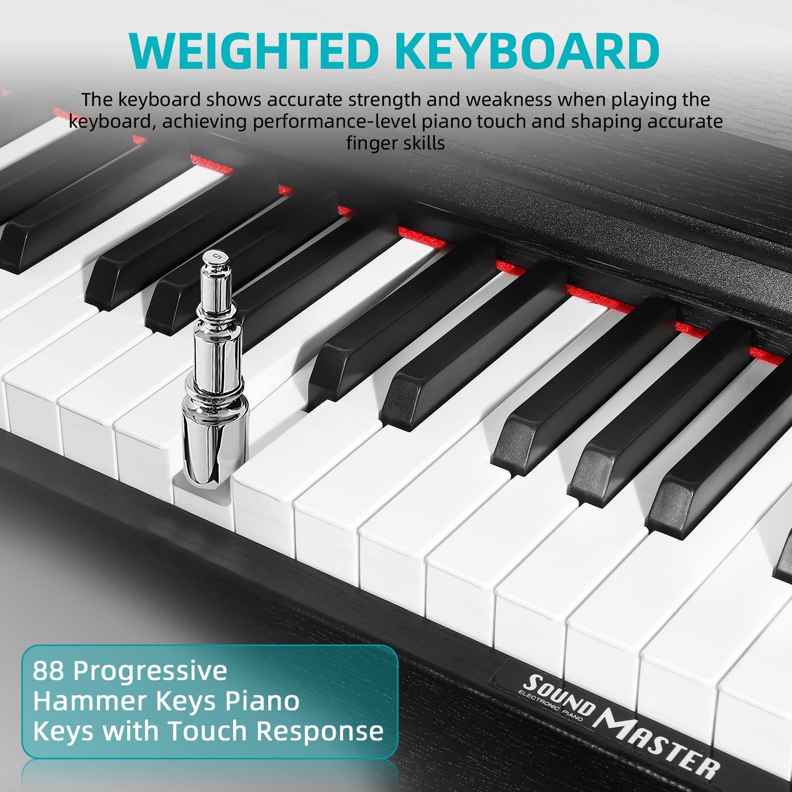 Digital Piano, 88 Key Weighted Keyboard Piano, Full-size Electric Piano Keyboard with Sheet Music Stand, Triple Pedal, Power Adapter, Supports USB-MIDI Connecting (White)