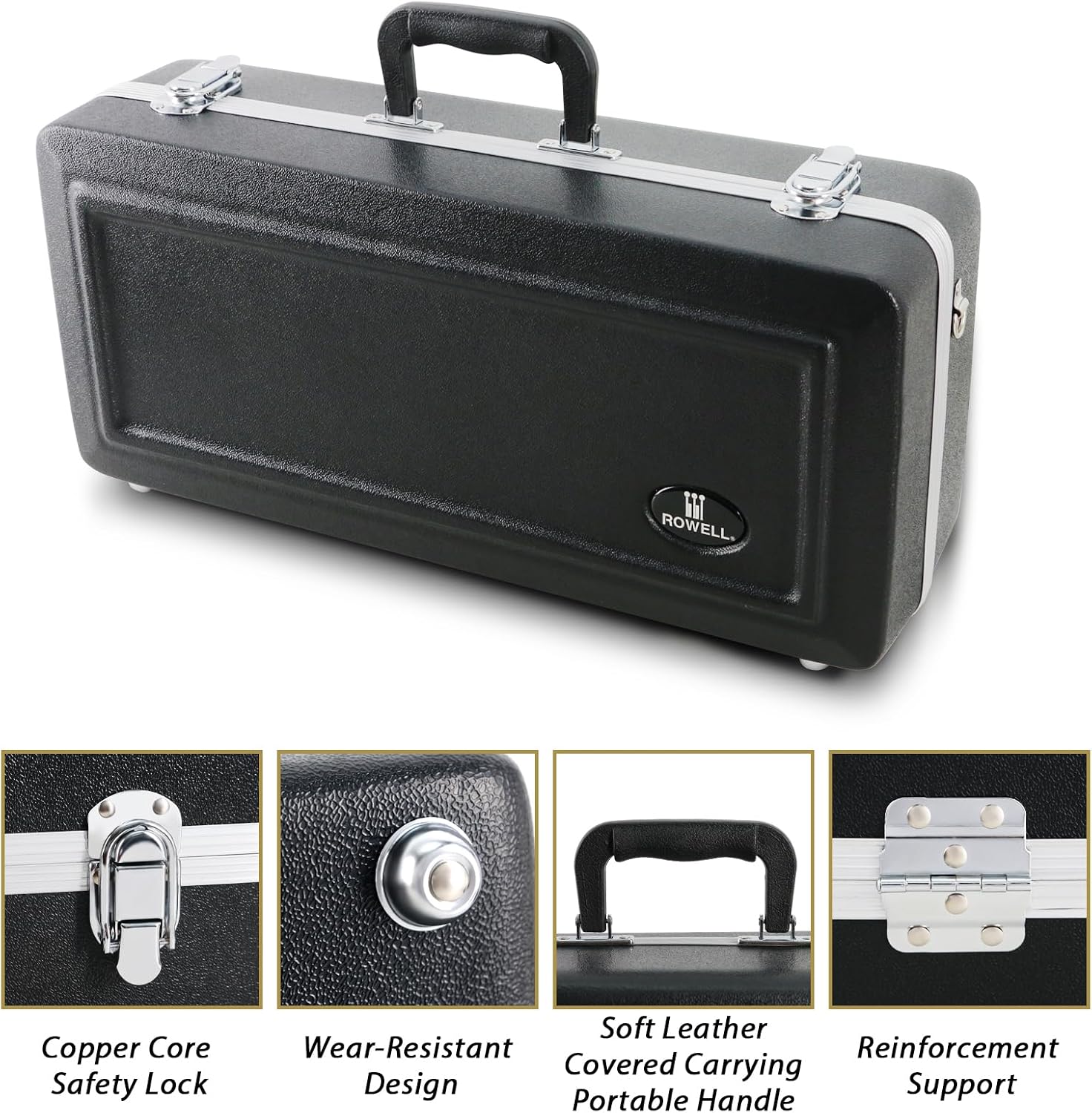 ROWELL Bb Trumpet Professional Trumpets for Adult Standard Trumpet Set for Beginner Student Brass Trunpet with Deluxe Hand Case,7C Mouthpiece,Cloth,Gloves,Trumpet Stand (Nickel Black)