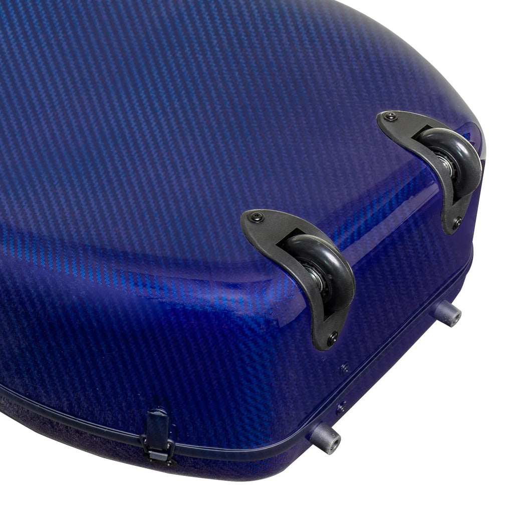 MI&VI CC-9001 Pure 100% Carbon Fiber Cello Case (Full Size) 4/4 with Wheels | Carry Straps | 8lb Lightweight | Tough Shell (3K Blue)