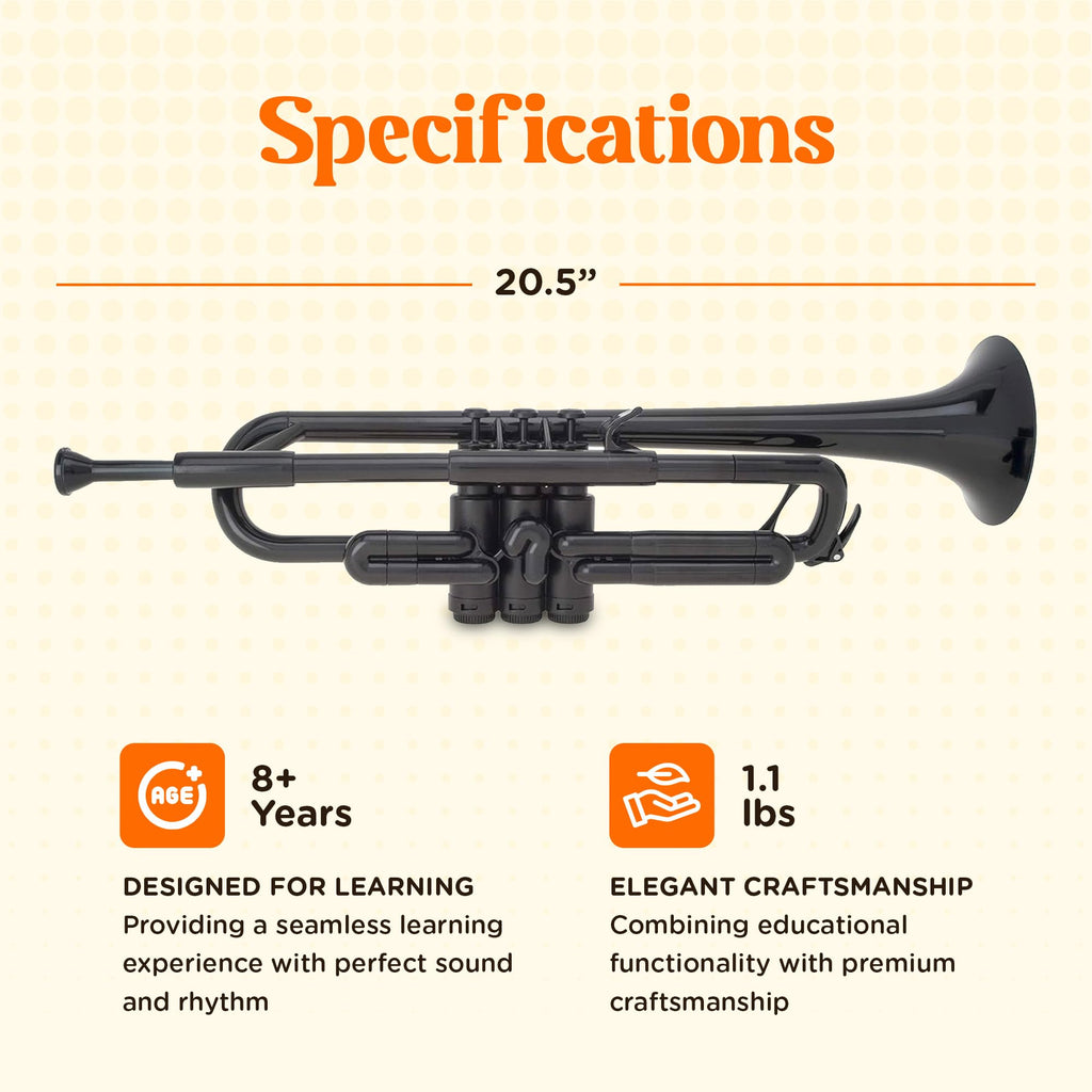 pTrumpet Bb Plastic Trumpet - Durable pInstruments Design with Ergonomic Grip - Includes 3C & 5C Mouthpieces and Carrying Bag - Authentic Sound for Students & Beginners - ABS Build - Green