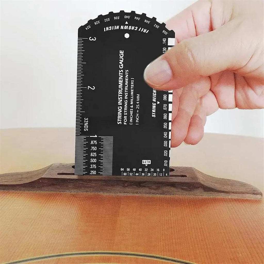 TSTS Guitar Making Tools String Action Gauge Ruler Guitar Set Up Gauge Multifunctional Fret Rocker Luthier Tool With Leather Case For Gutiar