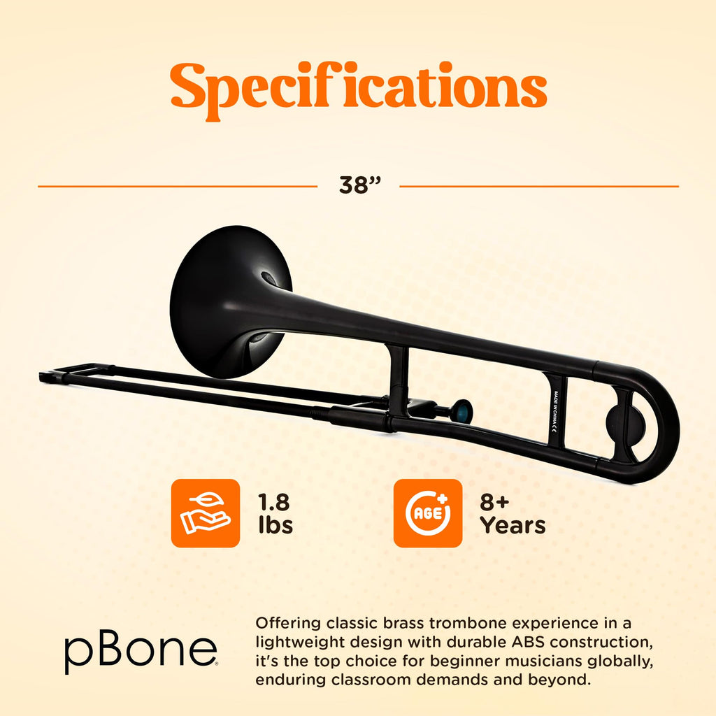 pBone Bb Plastic Trombone - Lightweight pInstruments Design with Ergonomic Grip - Includes Mouthpieces & Carrying Bag - Authentic Bb Sound for Students & Beginners - Durable ABS - Purple