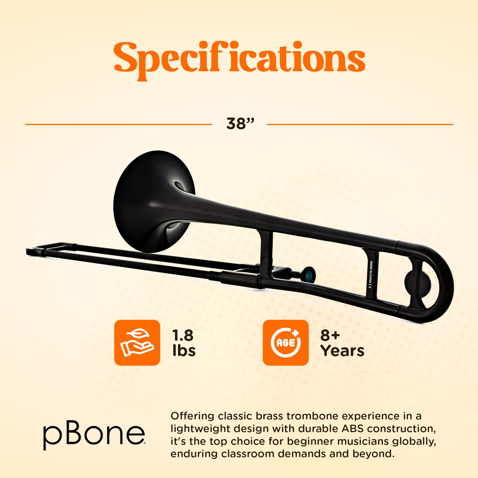 pBone Bb Plastic Trombone - Lightweight pInstruments Design with Ergonomic Grip - Includes Mouthpieces & Carrying Bag - Authentic Bb Sound for Students & Beginners - Durable ABS - Purple
