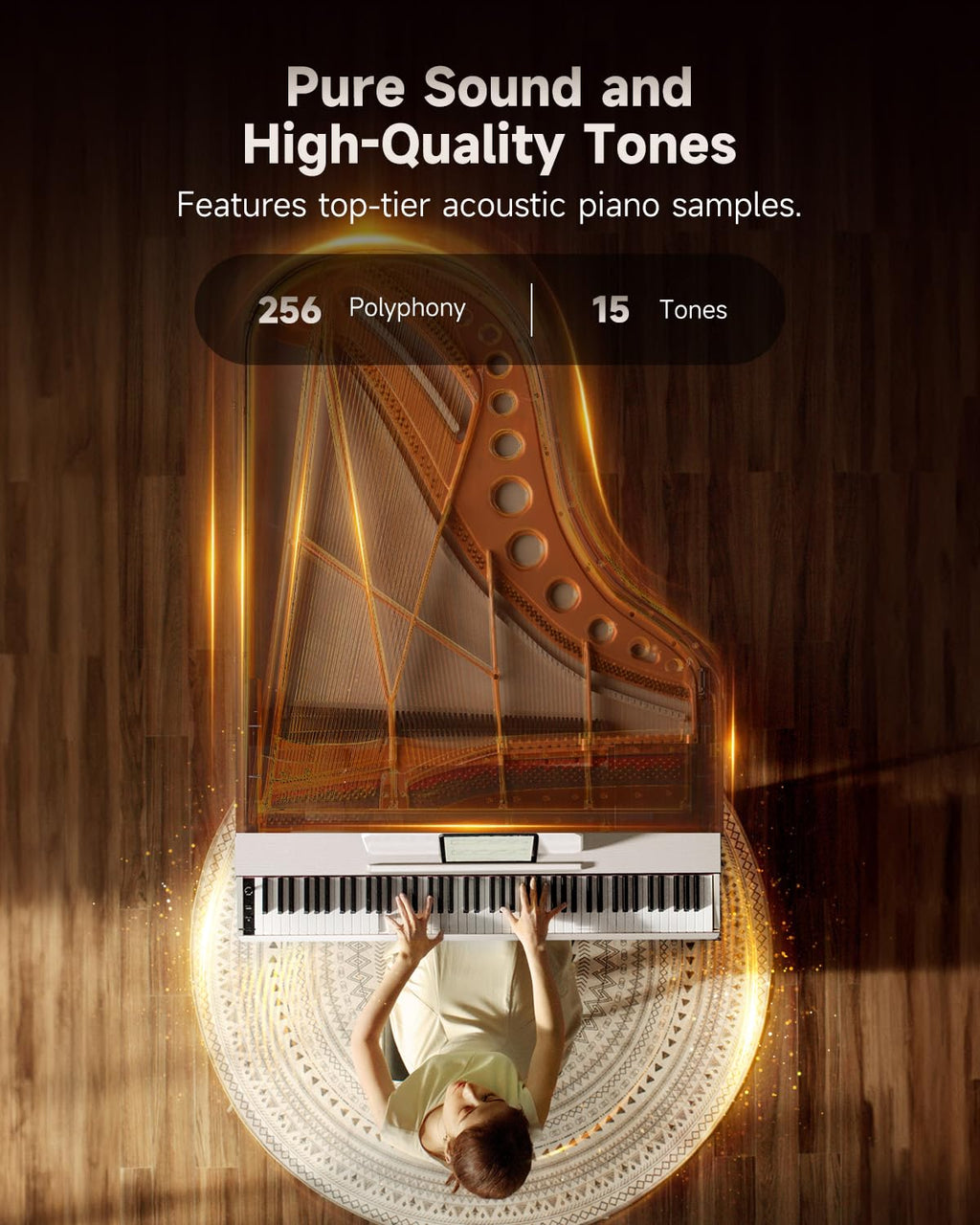 Donner OURA S100 Digital Piano with 88 Key Graded Hammer Weighted Keyboard for Beginner, Full Size Electric Piano Keyboard with Bluetooth, 3 Original Demos, LOCAL OFF, 2×10 W, Piano Three Pedal,White