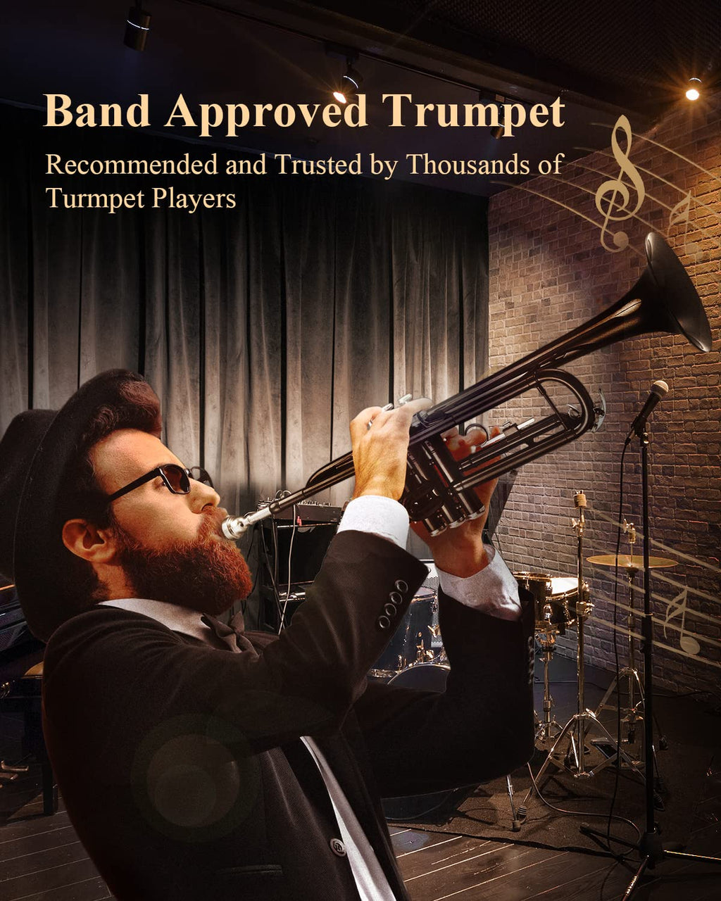 Eastar Bb Standard Trumpet Set for Beginner, Brass Student Trumpet Instrument with Hard Case, Cleaning Kit, 7C Mouthpiece and Gloves, ETR-380N, Silver