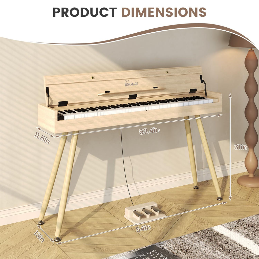 88 Key Digital Piano Keyboard for Beginners, Fully Weighted Wooden Electric Piano with Triple Pedal, Headphone, Supports MIDI Connecting, French Dream Sound Source (Brown)