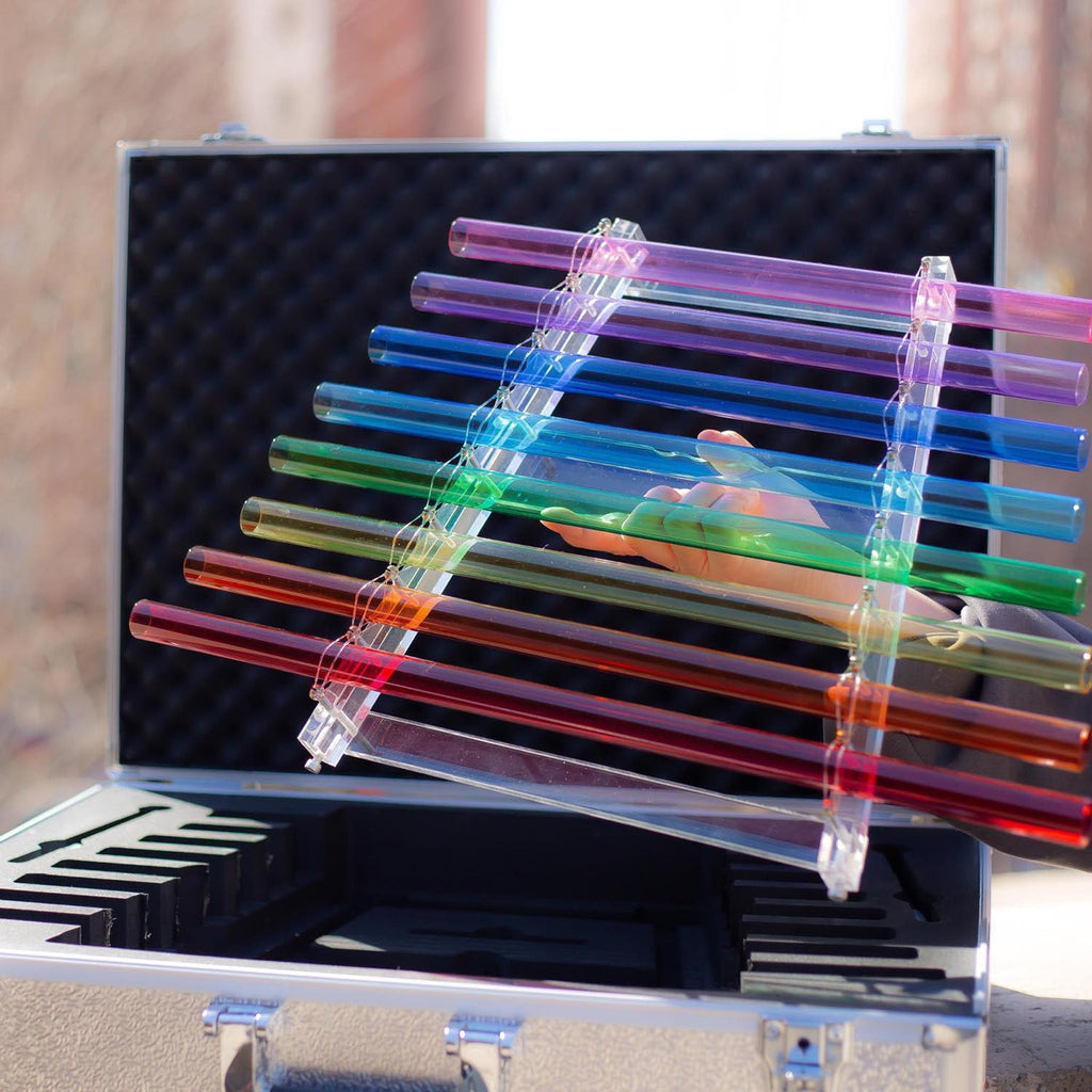 Quartz Crystal Harp for Sound Therapy, 432Hz/440Hz 8 Note CDEFGABC Quartz Crystal Singing Harp, Includes 8 Notes and Alumina Alloy Case, for Sound Baths and Meditation A-440hz