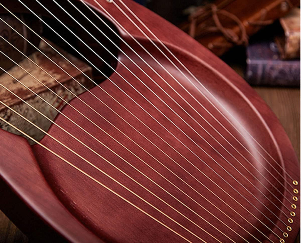21 String Lyre Harp Solidwood Mahogany with Carry Bag, Chinese Harp Heptachord for Beginner Music Lovers Kids Adult Musical Instrument