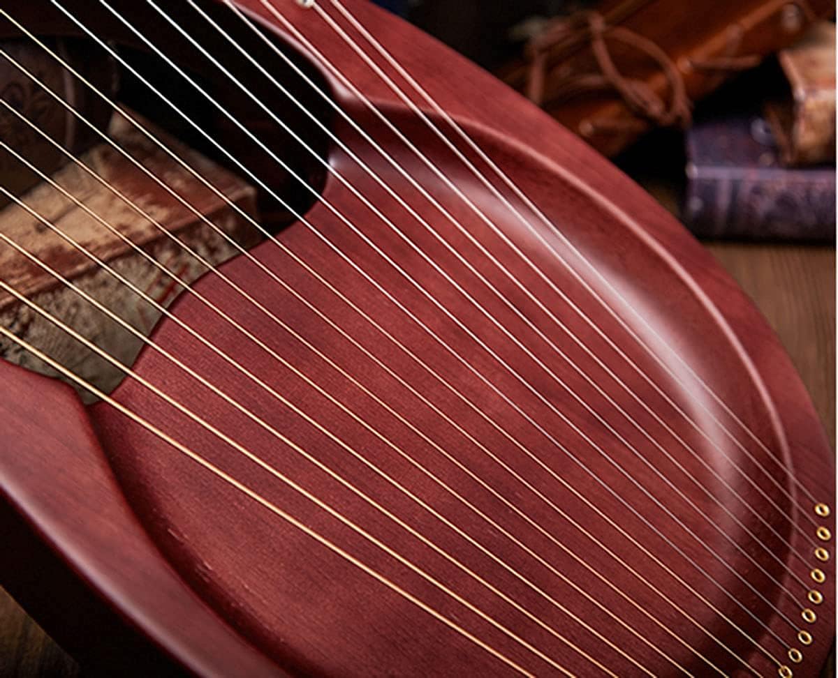 21 String Lyre Harp Solidwood Mahogany with Carry Bag, Chinese Harp Heptachord for Beginner Music Lovers Kids Adult Musical Instrument