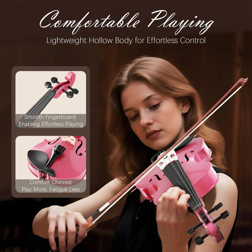 Beginner Violin 4/4, Full Size Violin for Adults, Teens, Student, Acoustic Fiddle Kit with Hard Case,Tuner,Mute,Shoulder Rest,Extra Strings,Cleaning Cloth,Learners Age 12+ (Reddish Brown)