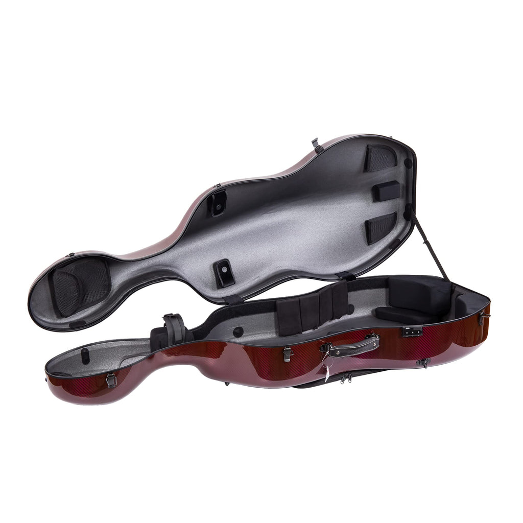 Crossrock Professional 3K Twill Carbon Fiber Cello Case | Fits 4/4 Full-Size Cello | 7lb Ultra-Light Travel-Ready Hardshell | Aerospace Weave Technology & Mirror Black Finish